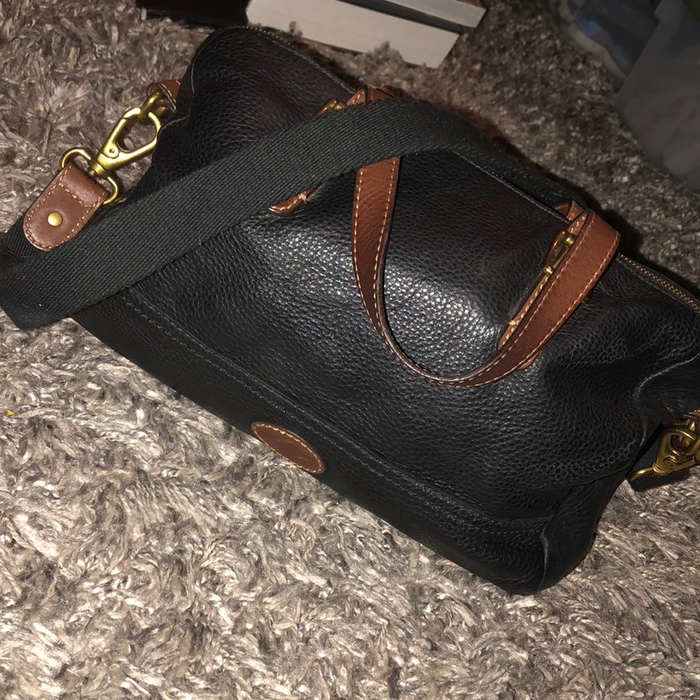 Fossil black leather hobo bag